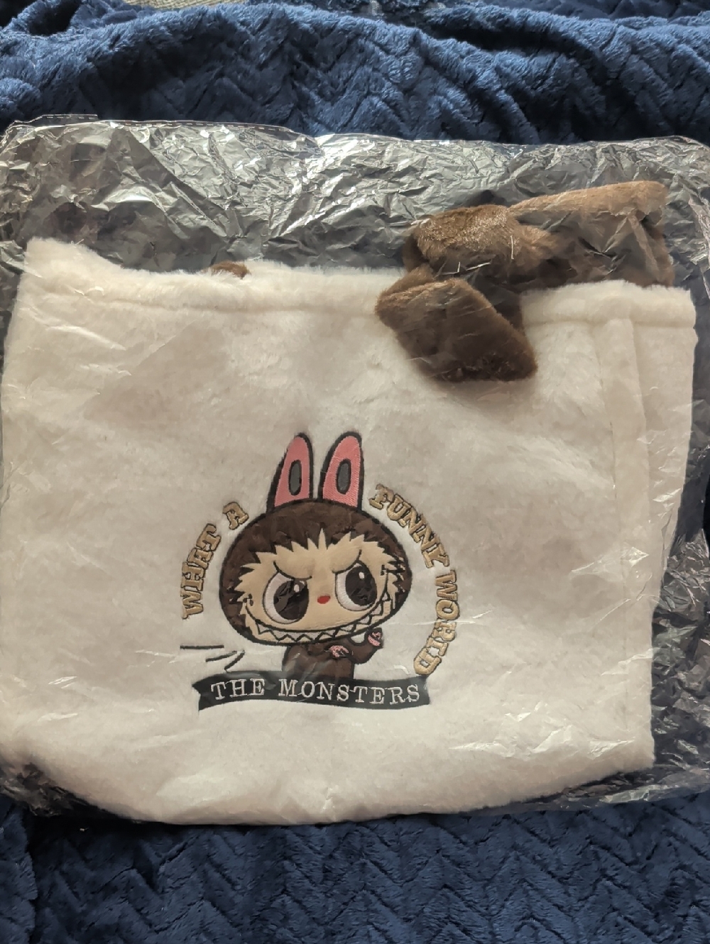 White Plush Labubu Boxy Tote Bag Sealed In Bag